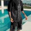 Summer Men s T shirt Male Casual Suit Simple Type Short Sleeve Shorts Oversized 3D Printing 2 piece Set 220708