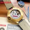 남성 자동 기계식 시계 46mm Tourbillon 대통령 스위스 블랙 브라운 정품 가죽 중공골 날짜 스위스 손목 시계
