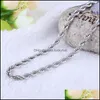 Catene Collane Pendenti Gioielli 16-30 pollici 2 mm 925 sterling sier corda intrecciata collana a catena per le donne uomini moda fai da te in bk goccia consegna