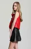 FMFSSOM 2022 Autumn Faux Leather Jacket Casual Red Vest Fashion Sleeveless Women Coat Streetwear Moto Biker Zipper Outwear L220728