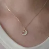 HI MAN 925 Sterling Silber Pavé Zirkon Stern Mond Anhänger Halskette Frauen 14K vergoldet Süße Romantische Party Geschenk Schmuck