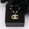 Pendant Necklaces Luxury Designer Brand Double Letter Necklaces Chain 18K Gold Plated Pearl Crysatl Rhinestone Sweater New Women Wedding Jewerlry Accessories