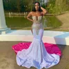 Glittery Beading Mermaid Prom Klänningar Sheer Neck Sequined African Sexy Long Women Formal Afton Gowns
