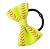 Titanium Sport Accessories Leather Baseball Cheer Bow for Girl Kid Handmade Glitter Softball Cheerleading Hair with Ponytail Hair C0609G02