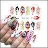 Stickers Decals Nail Art Salon Health Beauty Halloween Water Transfer Nails Decorations Manicure Tools Pumpkin Skl Design 25 Styles Drop D