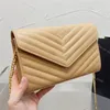 Met doosontwerper WOC Envelope schoudertassen met ketting voor vrouwen mode luxe lederen crossbody handtas zwarte kaki witte kaviaar flap tas tas