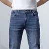 Mäns stretch mager jeans vår mode casual bomull denim smala fit byxor manliga byxor 220726