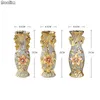 European Gold Plated Frost Porcelain Vase Vintage Advanced Ceramic Flower Vase Living Room Ornaments Home Wedding Decor Gift8835143