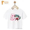 동물 번호 꽃 인쇄 소녀 흰색 티셔츠 아이 여름 kawaii 재미있는 옷 작은 아기 y2k 드롭 배