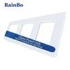 Rainbo LuxuryTriple CrystalSglass Panel3frame 222mm80mm EU Standardwall Socketdiyaccessories A3888WB1 T200605