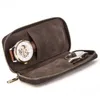 Rustic Leather 2 Slot Watch коробка роскошная мешочка с портативной организационной сумкой на молнии держит 2 часа коричневые 220624