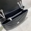 Lüks Çanta Omuz Çantaları marka LOULOU Tasarımcı dikiş deri Kadın metal Zincir yüksek kaliteli kapaklı Messenger Hediye Kutusu Toptan Çanta HQY14025
