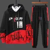 Men's Tracksuits Men 2 Piecs Sweat Suits Patchwork Printing Set Sports Clothing Jump Suit Designer Clothes Outfit SetMen's