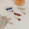 Wholesale Ins Hot Selling Simple Love Hairpin Retro Metal One-Word Clip Cute Sweet Colorful Epoxy Duckbill Clip For Woman Girls