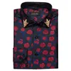 Chemises décontractées pour hommes Arrivée Hommes Floral Manches longues Bleu Rouge Chemise à col rabattu avec épinglette d'or Blouses masculines Vêtements pour hommes