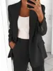 Ternos femininos blazers outono inverno roupas moda gola entalhada fino blazer elegante escritório solto ajuste cardigan feminino cor sólida casaco ja