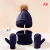 Sciarpe Berretti Cappello invernale lavorato a maglia per bambini Guanti e sciarpa circolare Set collo Pompon Guanti in maglia Berretto per bambini Bambino Ragazzi Ragazze Berretti