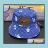 Geniş Memlu Şapkalar Şapkalar Kesti Eşarplar Moda Aksesuarları 21ss Yaz Kova Şapkası Mektupları Karikatür Baskı Unisex Marka Desinger Wom7723674