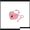 Dörrlås Hårdvarubyggnad levererar hem Garden Heart Shaped Vintage Mini Love Padlocks With Key For Handbag Small Lage Bag Diar3757963