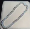 14mm bredd Moissanite Prong Chain Necklace Diamond 925 Sterling Silver Real 14K White Gold 16 tum-24 tums Icy Chocker