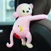 Pequeño mono muñeca coche caja de pañuelos reposabrazos dibujar papel colgando lindo decoración interior suministros muñecas juguete