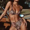 Damska Stroje Kąpielowe Jyojyo Sexy Wysokiej Talii Swimsuit Kobiety Leopard Drukuj Bikinis 2022 Mujer Push Up Woman Retro Statek Kąpielowy Pasek