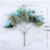 30 cm rosafarbener Seiden-Pfingstrosen-Kunstblumenstrauß mit 5 großen Köpfen und 4 Knospen-Kunstblumen für die Hochzeitsdekoration zu Hause