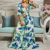 Women's Two Piece Pants Pieces Sets Women Clothing Elegant Printed Blouse & Flare High Waisted Floor Length Fashion Outfits Matching