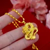 Hanger kettingen Dragon Pattered Women Men Chain Solid 18K Geel goud gevulde klassieke mode vintage stijl sieraden Giftpendant