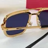 Metall-Sonnenbrille mit Gold-Finish für Herren 0194S, gebürstetes Champagner-Gold-Metall, polierte goldene schraubenförmige Lünette für Herren, schwarze Stegbügel, rechteckige Brille