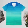 Men's Polos Blue Green Casual Shirt Watercolor Neon Ocean T-Shirts Short Sleeve Daily Vintage Oversized Top Birthday GiftMen's Men'sMen's Me