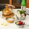 Aço inoxidável coreano tigela de vinho redonda com alça de alimento molho de molho de xícaras de utensílios de cozinha de utensílios de mesa de mesa de mesa