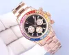 Hoog horloges Kwaliteit 6-hands automatische beweging gekleurde diamanten rand met regenbooggezicht vol roestvrijstalen sporten Leisure Master Designl1