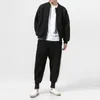 Survêtements pour hommes Ensemble de deux pièces Hommes Style chinois Tang Hiver Épais Baseball Uniforme Coton Veste Plue Taille Vintage Manteau de laine d'agneau Pantalon Sui