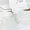 ペンダントネックレスTuswans stainleel Steel Simple Classic Fashion Jewelry Cross Necklace Trendy Long Chain for Men AccessorySpendant