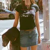 Винтажная классическая рок -графическая футболка Женская летняя круглая шея с коротким рукавом хлопковой роковой отдел.