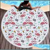 Towel Home Textiles Garden Ll Bird Printed Tapestry Round Tassel Beach Women Shawl Tablecloth Picnic Rugs Yoga Mat 5 Desi Dhjnm