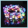 Flashing Led Hairbands Strings Glow Flower Crown Headbands Light Party Rave Floral Hair Garland Luminous Wreath Accessories Drop Delivery 20