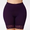 5xl Mulheres Leggings curtas com acabamento de renda sob calça de saia Alta cintura macia Solid Stretch Female Panties Short Bottoming