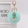 Keychains Cute Rhinestone Little Angel Car Keychain For Women Faux Fur Hairball Key Chain Female Fairy Backpack Pendant AccessoriesKeychains