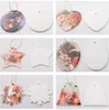 Wholesale Sublimation Blank Ornament White Ceramic 3 Inch Round Heart Star tree Porcelain Pendant with Gold String for Christmas Tag blanks SN5273