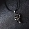 Rinhoo Men's Punk Dragon Flame Titanium Stainless Steel Cool leather chain Pendant Necklace Men's necklace wholesale