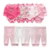 Algodão 6/8pcs nascidos roupas de menino 0-12m Bodysuits de outono calça para meninos vestidos de bebê conjuntos de manga cheia roupas de menina 220509