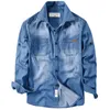 Camisa vaquera de manga larga para hombre, ropa informal de alta calidad, talla grande, extragrande, S-4XL 220323