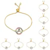 Fashion Girls A-Z 26 Initial Letter Bracelet Adjustable Box Chain Colorful Zircon Alphabet Bracelet Women Jewelry Gift