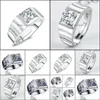 Band Rings Jewelry Fashion Novo Cool 18k White Gold cheio de zircão de zircão masculino Acessórios de casamento Drop Drop 2021 Ina9o