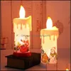 Candele Decorazioni per la casa Giardino Decorazioni natalizie Lume di candela in PVC Led Fiamma simulata Babbo Natale Pupazzo di neve Regali di Natale 22,5X9 cm Consegna a goccia 20