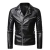 Высококачественные мужчины Slim Blue Motorcle Leather Jacket