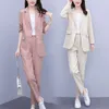 Kvinnors tvåbitar Pants Professional Suit Women's Autumn Korean Fashion Ol Temperament Workplace Intervju Formella overaller 2 Set Womenwo