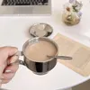 Kopjes schotels roestvrijstalen espresso koffiemok met lepel schotel met dubbele wandwarmte geïsoleerde tuimelaar voor melk latte ins middag tea cup